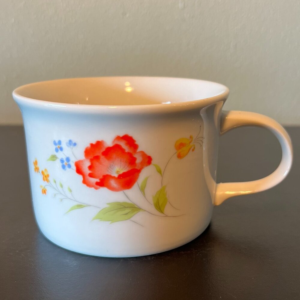 Vintage Otagiri Japan Floral Soup Mug Hearthside Bake N Serve 14oz 70s Poppy MCM